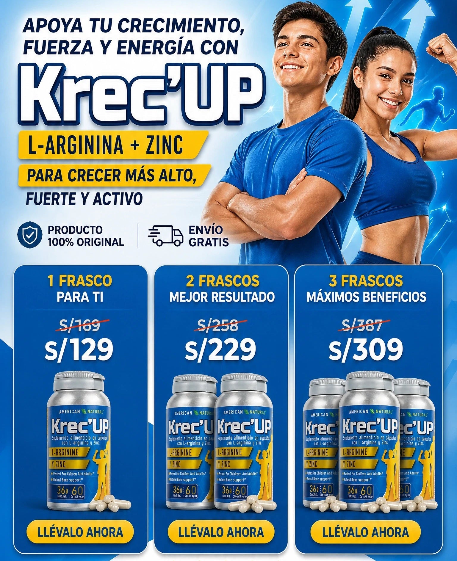 Krec’Up | L-Arginina + Zinc para Crecimiento y Energía